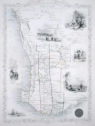 Australia Zachodnia, z serii map świata wydanych przez John Tallis & Co., Londyn i Nowy Jork