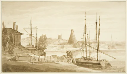 Widok z East Endu Mardyke na szklarnię Limekiln