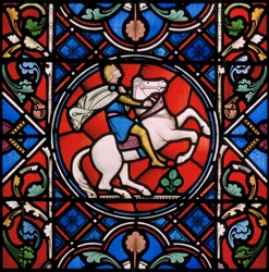 Upton Magna, St Lucy, Clayton & Bell, John Richard Clayton (1827-1913), rzymski kawalerzysta, 1860