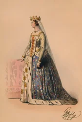 Gość w kostiumie Królowej Wiktorii w kostiumie Bal, 12 maja 1842, 1843.