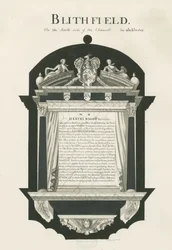 Tabliczka w kościele w Blithfield - Sir Hervey Bagot, Bart.: rysunek sepii, nd [?XIX wiek] (rysunek)