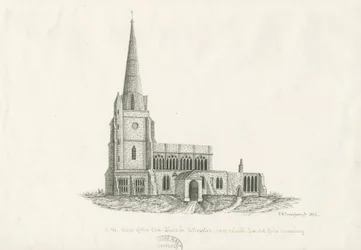Kościół w Uttoxeter [Stary]: rysunek piórem i tuszem, 1836