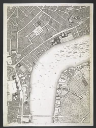 Plan Londynu, The Strand, most Westminster,  Plan miast Londynu i Westminsteru oraz dzielnicy Southwark; : z sąsiednimi budynkami; Z rzeczywistej ankiety / wykonanej przez JOHN ROCQUE, Land-Surveyor i Grawerowane przez Johna Pine