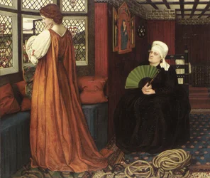 Obrazy prerafaelickie: Julia i jej pielęgniarka (Juliette et sa nourrice) par Stanhope (Spencer-Stanhope), John Roddam (1829-1908). olej na płótnie