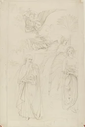 Rysunek Abrahama rozstającego się z Aniołami z Benozzo Gozzoli, 1845