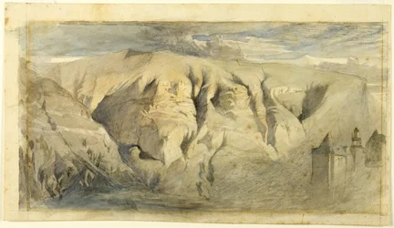 Mont Saleve, ok. 1840 (akwarela na graficie na kremowym papierze pergaminowym, położona na kremowym papierze pergaminowym)