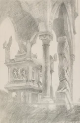 Studium grobowca Mastino II della Scala w Weronie, c1869.