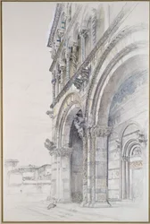 Katedra San Martino, Lucca, lipiec - sierpień 1874 (grafit, akwarela i akwarela na papierze, niektóre linie zaznaczone)
