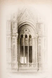 Maswerk z dzwonnicy Giotto we Florencji, z „Siedem lamp architektury” Johna Ruskina, rytowany przez Jamesa Charlesa Armytage (ok. 1820-97) opublikowany w 1894 r. (rycina)