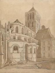 Kościół opactwa w Fecamp, Normandia, ok. 1817-20 (grafit i brąz na papierze)