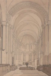 East End of the Abbey Church of Saint Georges de Bocherville, niedaleko Rouen w Normandii