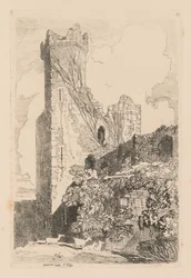Liber Studiorum: Tablica 32, Zamek Caernarvon, Płn. Walia, 1838 r.