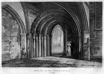Wejście do kościoła Temple, Londyn, 1815.