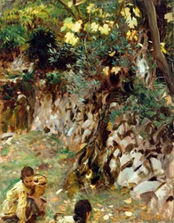 Girls Gathering Blossoms, Valdemosa, Majorka,