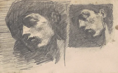 Dwie głowy, 1875-80 (grafit na papierze tkanym)