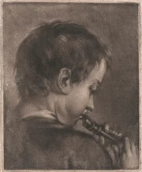 Menino tocando flauta polonês