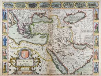 Imperium Osmańskie, z «A Prospect of the Most Famous Parts of the World», wydrukowane przez Johna Dawsona dla George
