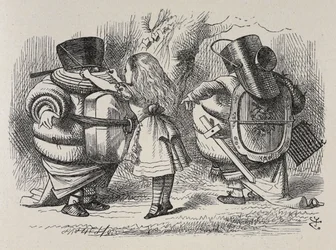 Alice przebiera Tweedledee i Tweedledum.