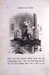 Alicja w zwierciadle, ilustracja z „Po drugiej stronie lustra” Lewisa Carrolla (1833-98)