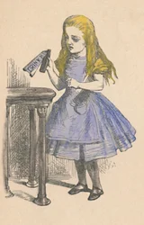 Alicja patrząca na butelkę z napisem „wypij mnie”, 1889