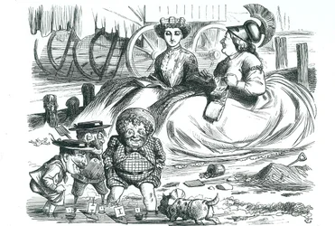 Francja i Wielka Brytania obserwują dzieci (John Bull, Mr Punch i Napoleon III). W tym roku minął 50 lat pokoju między Francją a Wielką Brytanią i początek Entente Cordiale. Kreskówka Johna Tenniela z „Punch”, Londyn