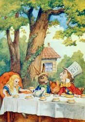 Herbatka Szalonego Kapelusznika, ilustracja z „Alicji w Krainie Czarów” Lewisa Carrolla (1832-9)
