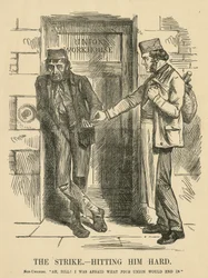 O resultado da greve - The Workhouse. Cartoon de 
