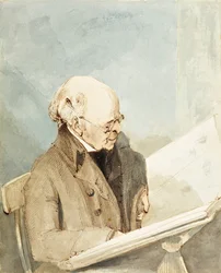 Pan Taylor, uczeń Haymana, w Drukarni Muzeum Brytyjskiego, ok. 1820 r. (wc, pióro i tusz na papierze)