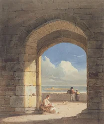 Łuk na Świętej Wyspie, Northumberland, 1809 (grafit i wc na papierze)