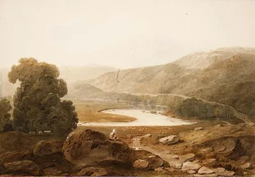 No.1607 Vale of the River Mawddach, Walia, ok.1805 (akwarela i czarna kreda na papierze)