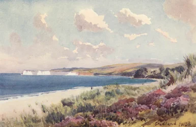 Zatoka Studland (kolorowa litografia)
