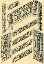 Szczegóły dekoracji schodów, lata 70. XIX wieku, 1881 r.