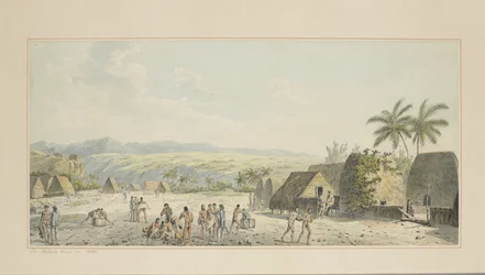 19: Widok w głąb lądu, na Atooi, z serii akwareli ilustrujących ostatnią podróż kapitana Cooka, ok. 1773-84