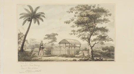45: Widok grobowca, z serii akwareli ilustrujących ostatnią podróż kapitana Cooka, ok. 1773-84 (akwarela na papierze)