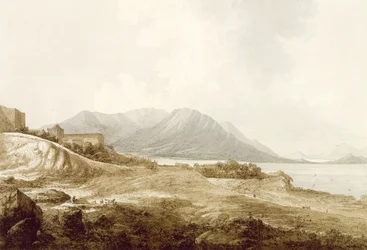 Widok w Makao, w tym Rezydencja Camoens, gdzie napisał swoją Lusiad, z „Widoki na morzach południowych”, wyd. 1788