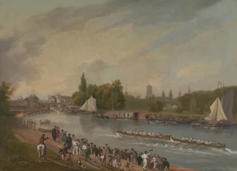 Wyścig łodzi na rzece Isis, Oxford, 1822.