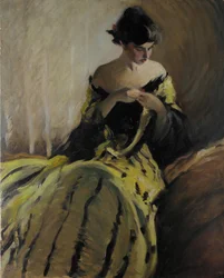Studium w czerni i zieleni, szkic olejny, około 1906.