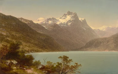 Alpejskie jezioro 1860 (olej na płótnie)