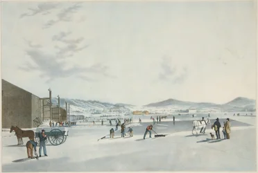 Rockland Lake - cięcie lodu. Widok z północnego wschodu, wyd. 1849