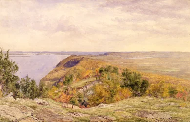Widok z High Tor, Haverstraw, Nowy Jork, 1866 (akwarela i grafit na papierze przymocowane do kartonu)