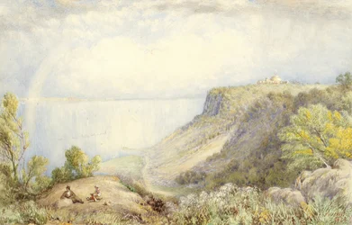 Widok na rzekę Hudson z Palisades, Nowy Jork, z Rainbow, 1873 Akwarela, grafit i akcenty gwaszu na papierze, ułożone na kartonie