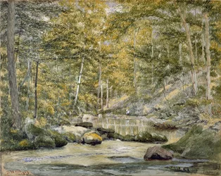 Эрэгтэйчүүдийн загас агнууртай ойн усан сан, 1870 (цаасан дээрх угаалгын өрөө)поли
