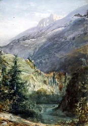 On the Road of Sepey, Szwajcaria (akwarela i gwasz na papierze)