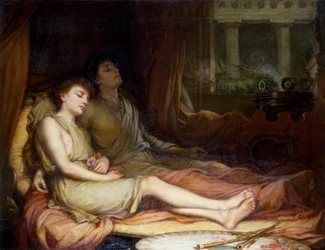 "Hypnos i Thanatos" Bogowie snu i śmierci. Obraz autorstwa Johna Williama Waterhouse