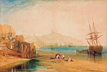 „Widok Scarborough in the Early Morning, Children Chasing Crabs” Obraz Josepha Mallorda Williama Turnera (1775-1851) ok. 1810 r. Galeria sztuki Australii Południowej Adelajda, Australia