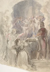 Scena z Mirror Keepsake Story mojej cioci Margaret autorstwa Sir Waltera Scotta, ca. 1828.