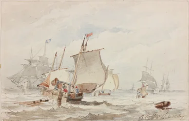 Off Hartlepool (ołówek i akwarela na papierze)