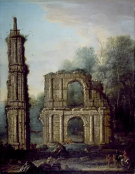 Ruiny zamku Holdenby, Northamptonshire, ok. 1735-45