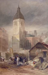 Rozbiórka kościoła St Benet Fink, City of London, 1844
