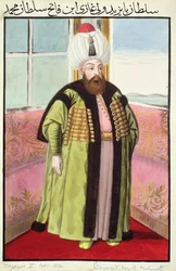 Bajazet (Bayezid) II (ok. 1447–1512), zwany „Adli”, Sprawiedliwym, sułtan w latach 1481–1512, z serii „Portrety cesarzy Turcji”.